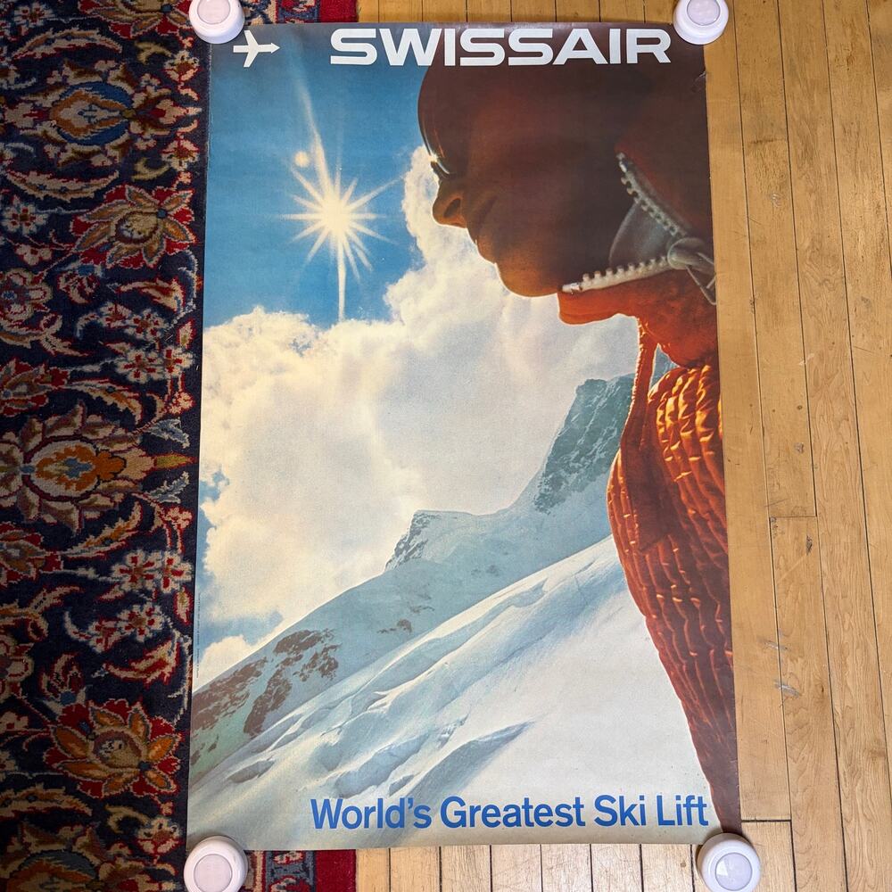 Swissair World's Greatest Ski Lift 1969 Airline Vintage Poster